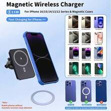 15W无线快充车载手机支架，兼容小米手机，适合长途驾驶和公路旅行 - 黑色 - 查看 5