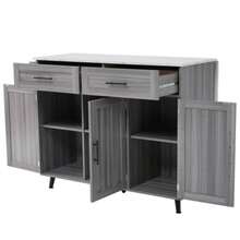 2 Dining Chairs, Polyurethane Seat, Rattan Backrest, Living Room Chair, Bedroom Chair - Grey+White - View 10