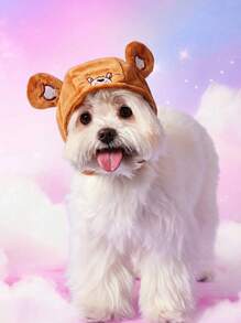Care Bears X PETSIN 1pc Pet Cat Dog Universal Brown Three-Dimensional Ears Cute Cartoon Cos Pet Hat - Brown - View 1