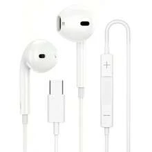 适用于 17、Air、16、15 Pro Max、Plus 和 iPad Pro 的有线 USB Type-C 立体声耳机 - 白色 - 查看 2