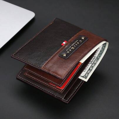 CarrKen Cartera horizontal de hombre con estilo retro de color block, gran capacidad para tarjetas de crédito e identificación, regalo para hombres, cartera/monedero de hombre