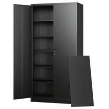 Metal Cabinet 5 Adjustable Shelves 71H Garage Storage Cabinet With Locking Doors - B - View 9