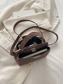 2026 New Fashion Women's Leopard Print One Shoulder Crossbody Bag, Retro Matte Handbag With Lock Closure - Coffee - View 4