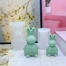 1个裂纹蛋兔子蜡烛模具，硅胶模具，用于DIY复活节兔子香薰蜡烛 - A-白色 - 查看 4