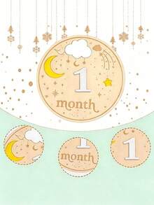 1 Set Double-Sided Baby Monthly Milestone Markers, 1-12 Months Baby Monthly Discs, Hello World Newborn Sign, Wooden Monthly Photo Props Keepsake, Baby Announcement Signs, New Parents Welcome Baby Party Gifts - Wood Color - View 2