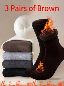 1/3/5/10/15/20双装男士保暖加厚登山靴袜，柔软舒适，适合寒冷天气，长袜，冬季，黑白配色，舒适保暖袜 - 彩色 - 查看 9