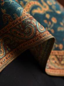 1件波西米亚风流苏佩斯利提花羊绒披肩/围巾/披肩 红色围巾 - 孔雀藍 - 查看 4