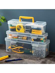 7pcs (6 Small Boxes + 1 Large Box) Tool Parts Storage Box, Multi-Compartment Handheld Transparent Tool Storage Box, Home Screws, Wrenches, Hardware Parts Organizer Box, Toy Organizer, Portable Divided Storage Box - A - View 3