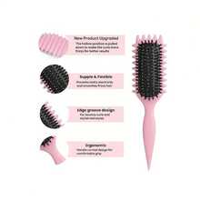 Professional Curl Defining Brush For Curly Hair, Detangling & Shaping Tool For Women & Men, Reduces Pulling & Separates Curls For Defined - Hồng - Xem 7