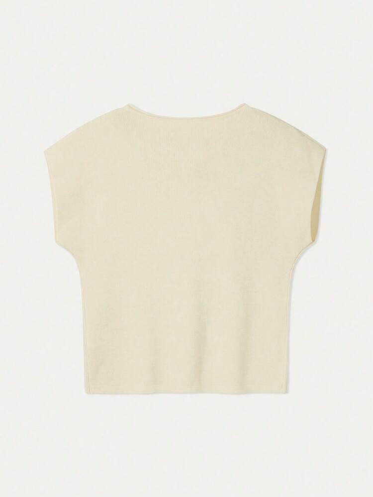 FOR BEAUTY Summer Y2K Women Knit Tops Pink Apricot Sleeveless Knit Tank Crew Neck Heart Button Solid Color Casual Chic Dating Going Out Top - Apricot - View 7