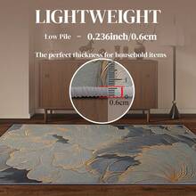 抽象艺术风格灰色、蓝色和金色抽象纹理图案地毯，1件装。仿羊毛面料，约850克，厚度0.6厘米。耐用、防滑、易清洁。多种尺寸可选。适用于厨房、客厅、餐厅、卧室、阳台、浴室、书房等场所。家居装饰的理想之选。 - 彩色 - 查看 9