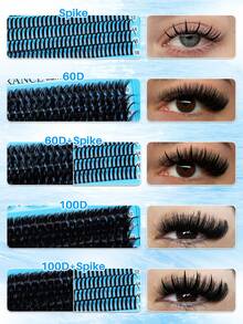 ADORANCE 350PCS Eyelash Clusters Kit D Curl 3 Styles Spike/60D/100D Mixed 10-18mm Lashes Kit With Bond&Seal Lash Remover Lash Applicator, Perfect For Beginners &Proficient, DIY At Home Easily, Easy Apply For Makeup Daily - 黑色 - 查看 3