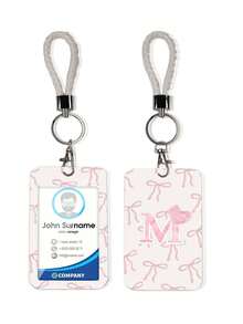 1pc ABS Letter M Pattern Fashion Personalized Cartoon Pull-Push Card Holder Keychain Bag Pendant, Student Wristband Card Holder, Ladies Wristband Card Holder, ID Bus Protection Case, Student Campus Card Protection Case - D - View 6