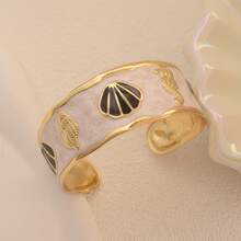 1件不锈钢手链，饰有滴油贝壳图案，不褪色，时尚、优雅、简约，适合女性日常佩戴。 - 38號手鐲 - 查看 9