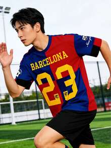 Camiseta de manga corta con estilo deportivo de retazos rojos y azules #23 Jersey retro de Barcelona para hombres - Multicolor - Ver 2
