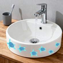 1pc Cute Cartoon Sea Turtle Sink Decal, Self-Adhesive No Glue Needed, Bathroom Vanity Funny Atmosphere Beautifying Sticker - Multicolor - View 5