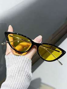 1副复古猫眼小框眼镜，时尚男女通用眼镜，适合休闲、时尚、派对等场合 - 彩色 - 查看 8