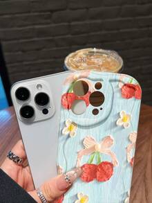 Estuche para teléfono con lazo de flor de cerezo compatible con  17,  16 Pro Max,  15 Pro Max,  13 y  12 Hecho de material de TPU elegante y brinda protección contra golpes y caídas Un gran regalo para familiares, amigos, seres queridos, novios, novias y aniversarios - Blanco - Ver 4