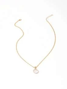 1pc Fashionable Minimalist Elegant Shell & Faux Pearl Pendant Necklace, Suitable For Women To Wear In Summer Beach, Dates, Parties, Daily, A Great Gift - Yellow Gold - View 4