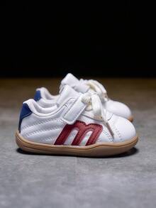 1 Pair Fashionable Baby Shoes, Toddler Soft Sole Casual Sneakers With Hook And Loop Design, Easy On/Off - Red - View 4