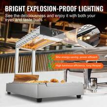 French Fry Food Warmer 750W Commercial Food Heating Lamp Electric Stainless Steel Warming Light Dump Station Countertop 104-122°F Fries Food Warmer For Chip Buffet Kitchen Restaurant Silver - 銀色 - 查看 5