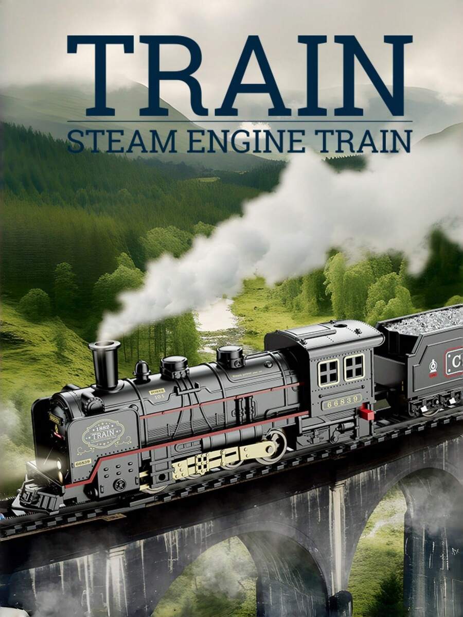 Kids Electric Train Set, Retro Steam Locomotive With Lights, Sounds, Smoke & Whistle. Complete Tracks & Cargo Cars, Great Christmas Tree Decor. For Boys & Girls Aged 3+. Train,Toys For Boy,Christmas Train,Train Track Set,Kids Toys,Halloween Toys - Retro Miniature Train - View 1