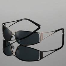 Y2K复古未来主义眼镜，男女通用，独特镂空奢华镜框，显瘦日常通勤必备 - 彩色 - 查看 17