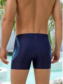 New Fashion Print Men's Swim Trunks - Quick Dry Sporty Men's Swimwear To Avoid Embarrassment - Blue - View 9