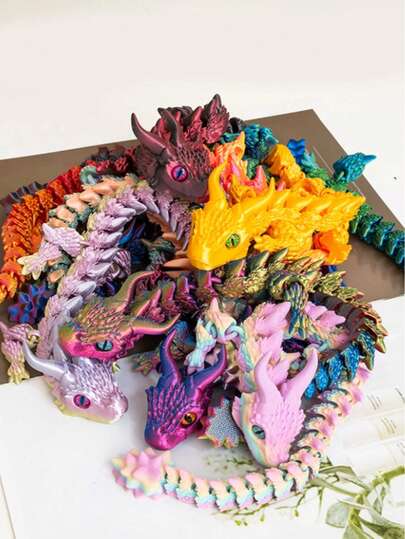 1pc 3D Printed Charming Triceratops Statue, Plastic Material, No Battery Required, Random Eye Color, Suitable For Car Decor, Home & Office Decor, Living Room, Entrance, Desktop Display, And Gifting To Friends And Family