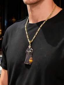 1pc Copper Alloy Santa Necklace Religion Death Icon Hip Hop Jewelry For Teenager, Daily Wear, Party, Prayer, Halloween - Death Style - View 2