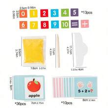 2-In-1 Montessori Math Manipulatives Finger Operation Sand Drawing Game Toy, Wooden Math Toy For Toddlers