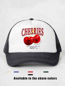 1 Pc Cherry Print Adjustable Baseball Cap, Outdoor Sun Protection Casual Hat Suitable For Spring, Autumn, Travel, Beach, Y2K Style Youth Cap - Baseball Cap - View 20