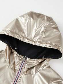 Giolshon 女士连帽外套 - 双向拉链设计，适合春秋季穿着 - 户外活动的理想之选 - 金色 - 查看 7