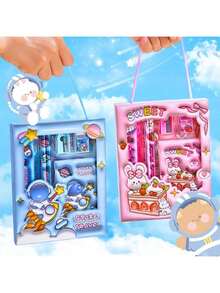 1 Set Creative Stationery Set, Portable 6pcs Stationery Set, Suitable As Gift, 3D Pattern, New Year Pencil Writing Tools - Multicolor - View 9