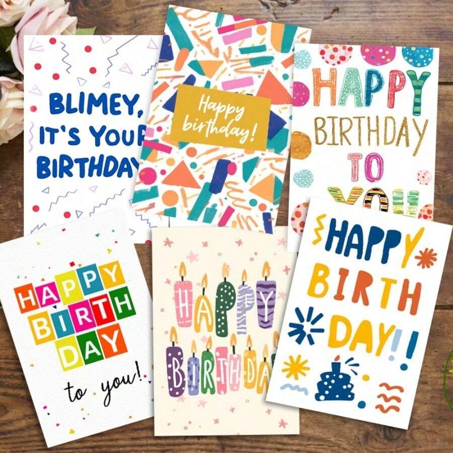 新款彩色涂鸦生日贺卡、生日派对礼品卡、感谢卡、贺卡、纪念卡