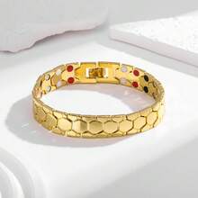 1pc Men's Square Stainless Steel Bracelet With Embedded Germanium Magnetic Beads, 4-In-1 Wrist Accessory, Powerful Men's Bangle - Multicolor - View 12