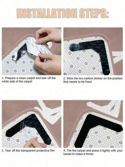 2/4/8pcs Reusable Carpet Grippers, Anti-Slip Carpet Pads, Double-Sided Carpet Tape Stickers, Washable PU Material, Customizable Size, Prevent Carpet Shifting And Rolling Edges, Suitable For Hardwood Floors And Tiles