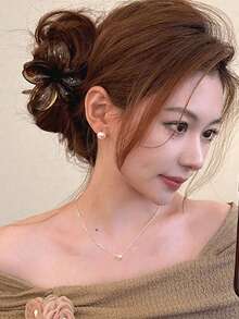 3个/1个女士豹纹琥珀色渐变花朵大号塑料发爪夹，8厘米/3.15英寸，时尚、优雅、简约别致，适合日常佩戴、休闲、派对、通勤、度假、发型设计、洗脸、化妆、服装配饰、发饰、美发工具 - 彩色 - 查看 4