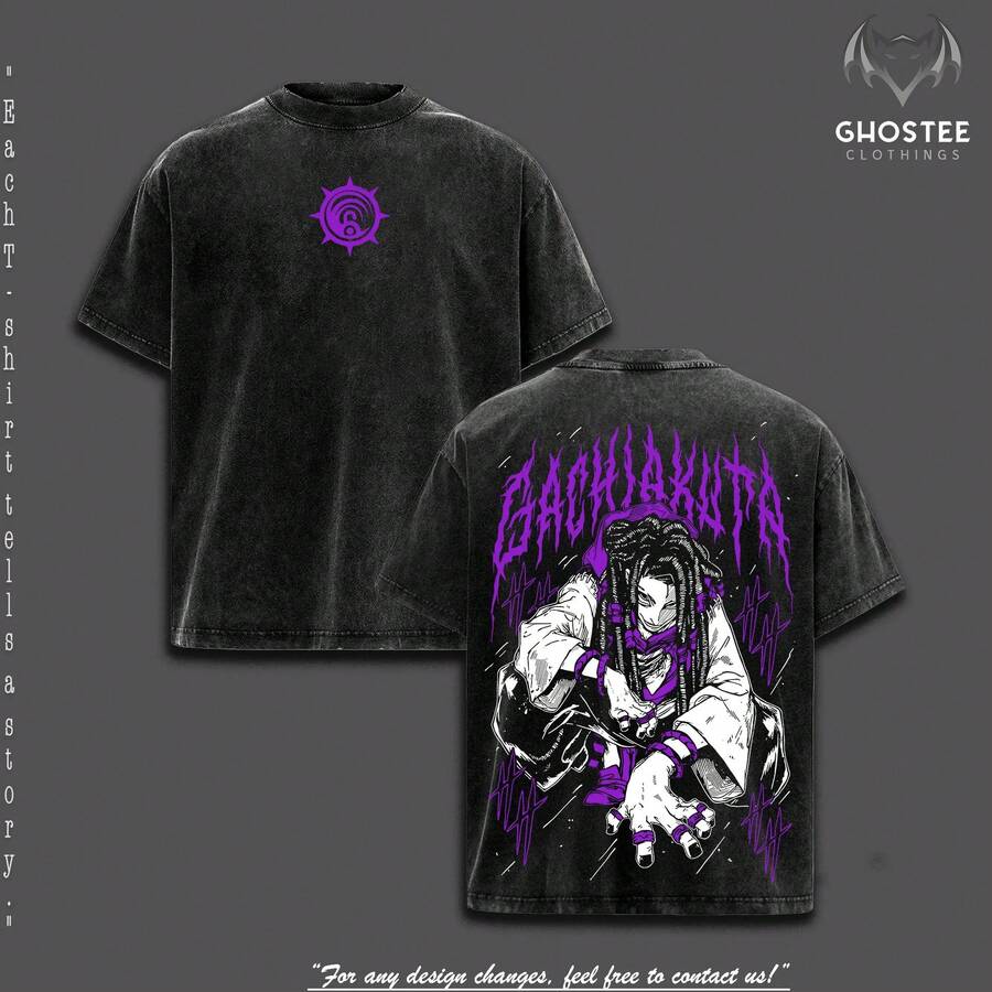 Jabber Wonger Gachiakuta Washed T-Shirt – Oversized Unisex Heavy Cotton Vintage Streetwear Top, Urban Casual Fashion Outfit, Anime Graphic Clothes For Men And Women,  T-Shirts, Gift For Anime & Manga Fans - 黑色 - 查看 1