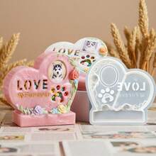 Heart-Shaped Pet Urn Mold, Creative Storage Box Epoxy Resin Silicone Mold, Gravestone Decor Plaster Mold, Can Hold Photos - Pet Urn Mold - View 7