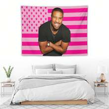 1PC Actor Michael B Jordans Printed American Flag Decorative Tapestry, Patriotic Star Spangled Banner Design, Album Tapestry, Suitable For Horizontal Wall Hanging In Bedroom, Dormitory, And Living Room, Easy To Hang, Ideal Holiday Gift For Teenagers, Dormitory Room Accessories - 1PC - 查看 5