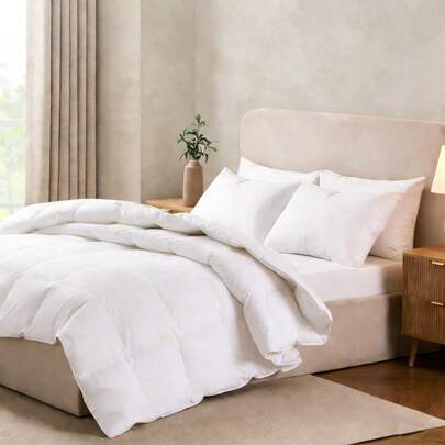 Quilted White All-Season Hypoallergenic Microfiber Comforter - Machine Washable