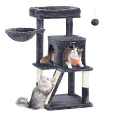 Feandrea Árbol de Gatos, Torre para Gatos Grandes, Rascador para Gatos, con Plataforma, Gris Ahumado - Gris Oscuro - Ver 9