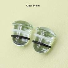 一对厚度为 1.6-16 毫米的黑色透明玻璃耳扩，配有 2 个防滑硅胶环，单喇叭蘑菇形直杆耳钉，透明眼镜耳扩，男女学生适用，玻璃耳钉，身体饰品，长度约 19 毫米。 - 玻璃耳擴 - 查看 24