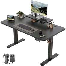 Devoko Gunji Height Adjustable Electric Standing Desk With Monitor Stand, Sit-Stand Desk With Splicing Board - Black - View 7