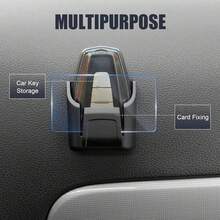 Black Multi-Function Key Holder Stand With Adhesive Backing, Can Be Stuck On Dashboard To Hold Car Keys, Cards, Etc. - A - View 6