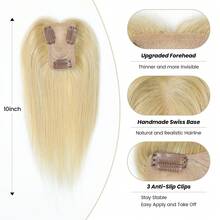 Women's Real Human Hair Top Hair Topper 8 Inch 360° Full Coverage Straight Hair Extensions Elegant Style Increase Hair Volume Realistic Scalp Effect - S613 - View 4