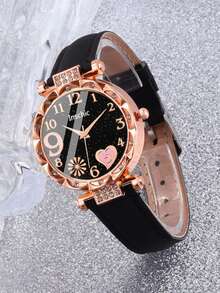 4/2pcs Girls Elegant Precise Round Firework Dial Quartz Watch, Paired With Heart-Shaped Bracelet Set, Suitable For Girls, Birthday/Holiday Gift, Perfect For Back To School, Parties, Vacations, Travels, Gifts For Friends, Family, Valentine's Day, New Year, Girls Graceful Accessories - Multicolor - View 9