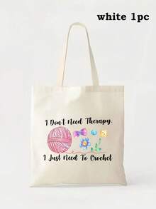 Crocheted Canvas Tote Bag, Casual Commuter And School Bag, Reusable Shopping, Travel, Camping, Park Tote Bag, Creative Pattern, Lightweight Large Capacity, Eye-Catching Style, Great Gift For Crochet Enthusiasts - Multicolor - View 15