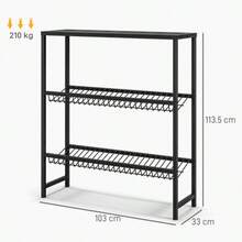 Freestanding Beverage Can Holder, 6-Can Capacity, Adjustable Height, 3 Tiers, Non-Slip, Dimensions 103 X 33 X 113.5 Cm, Black Steel - Black - View 7